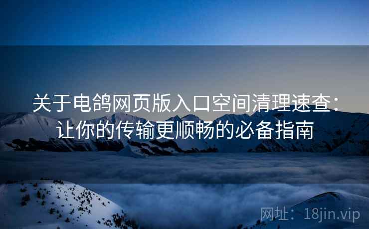 关于电鸽网页版入口空间清理速查：让你的传输更顺畅的必备指南