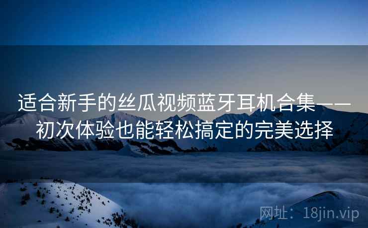 适合新手的丝瓜视频蓝牙耳机合集——初次体验也能轻松搞定的完美选择