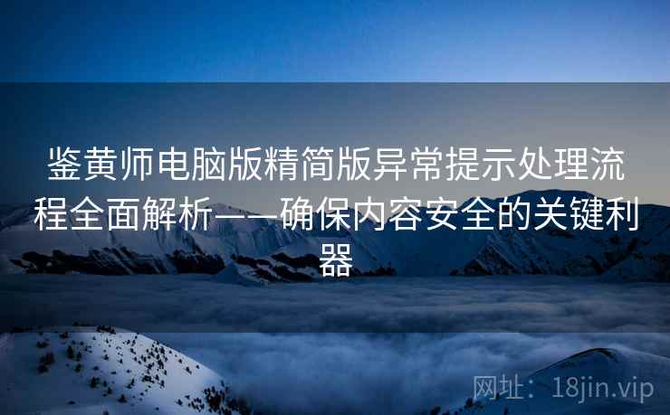 鉴黄师电脑版精简版异常提示处理流程全面解析——确保内容安全的关键利器